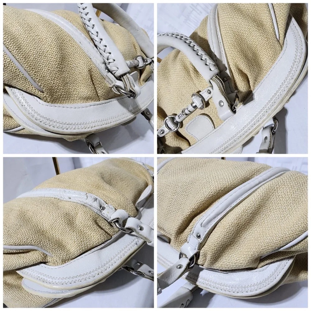 Authentic CHRISTIAN DIOR Raffia Frame Shoulder Bag Beige/Off-White - Picture 12 of 16